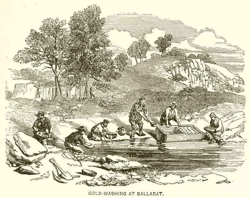 Goldwäsche in Ballarat von English School