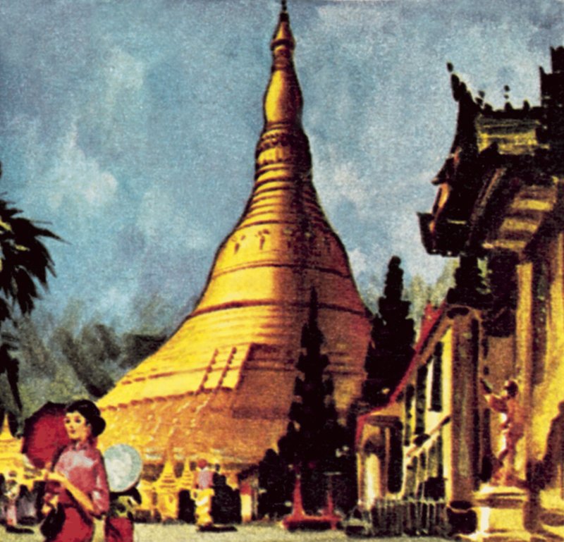 Goldene Pagode in Rangun von English School