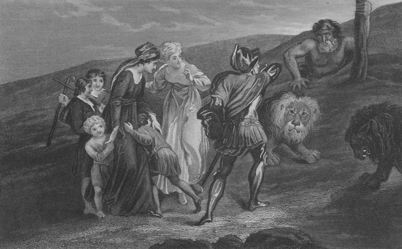 Großherz greift Riesen Grim an (Gravur) von English School