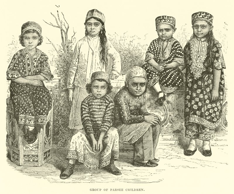 Gruppe von Parsee-Kindern von English School