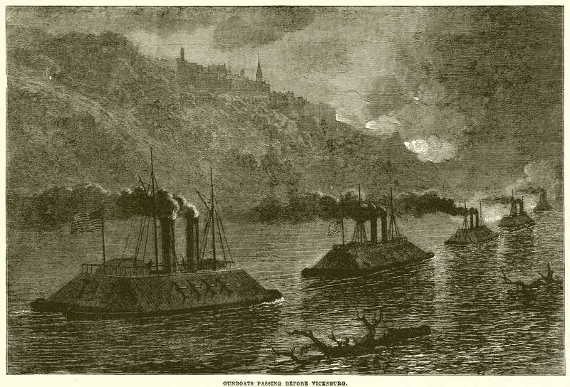 Kanonenboote passieren vor Vicksburg von English School