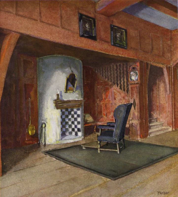 Halle in einem Landhaus (Farblithographie) von English School