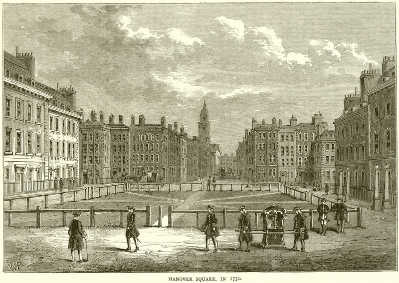 Hanover Square im Jahr 1750 von English School