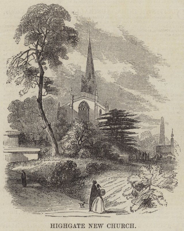 Neue Kirche in Highgate (Stich) von English School