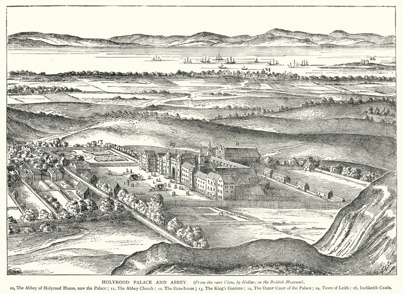 Holyrood-Palast und Abtei (Stich) von English School