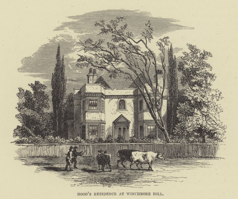 Hoods Residenz in Winchmore Hill (Gravur) von English School