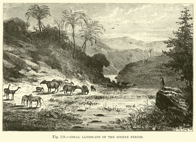 Ideale Landschaft der Eozän-Periode von English School