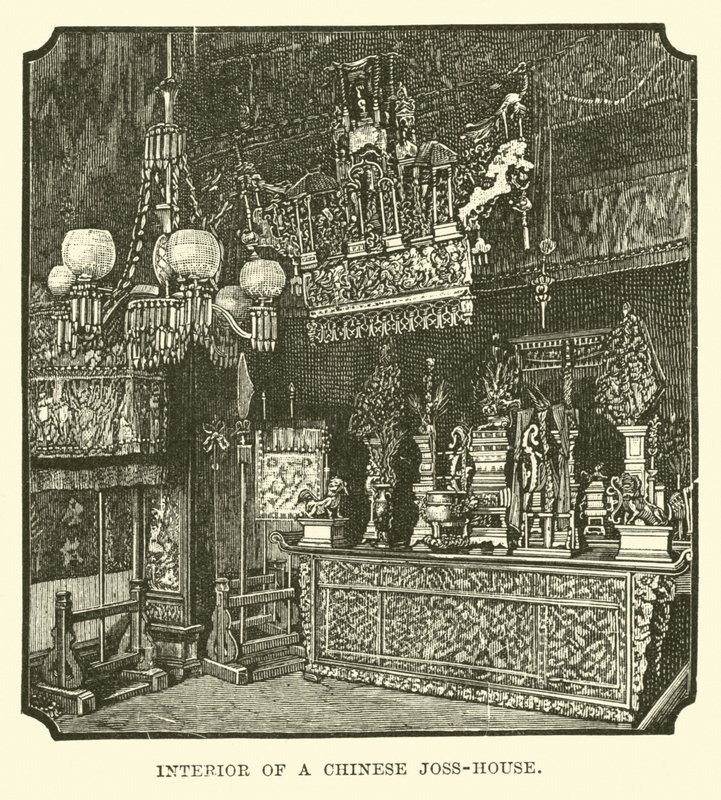 Innenraum eines chinesischen Joss-Hauses von English School