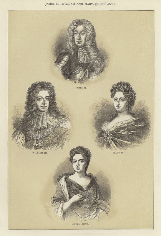 Jakob II., Wilhelm und Maria, Königin Anne von English School