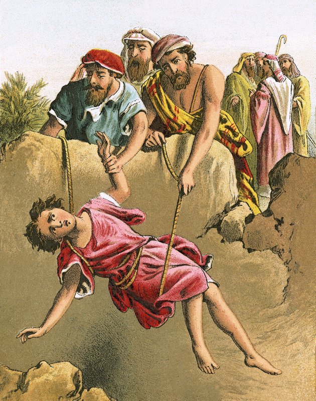 Joseph in die Grube geworfen von English School