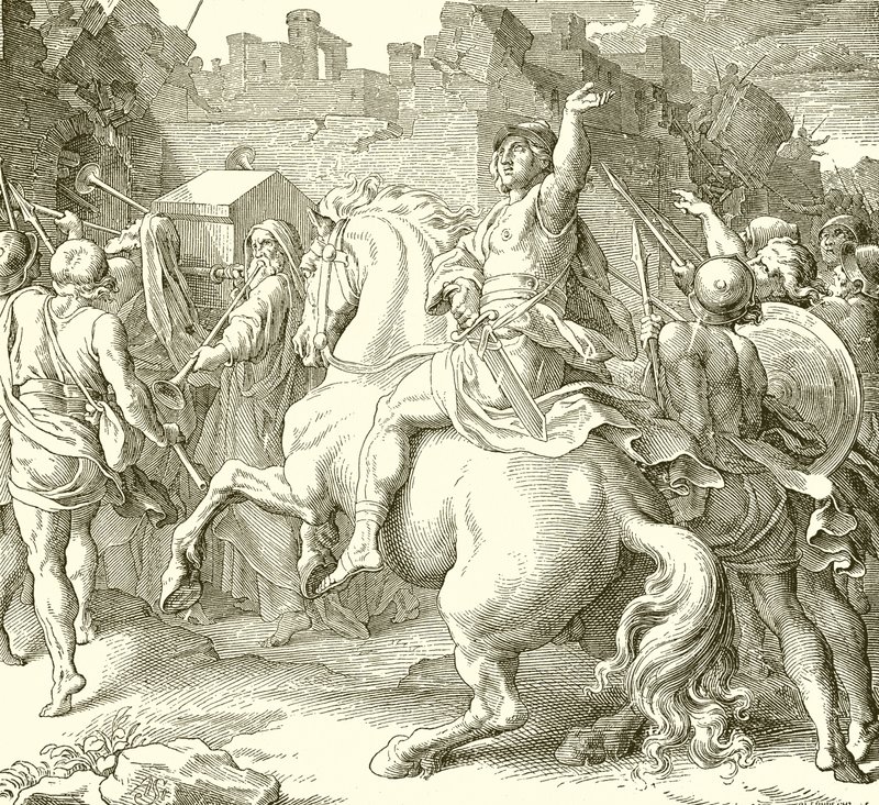 Josua umkreist die Mauern von Jericho von English School