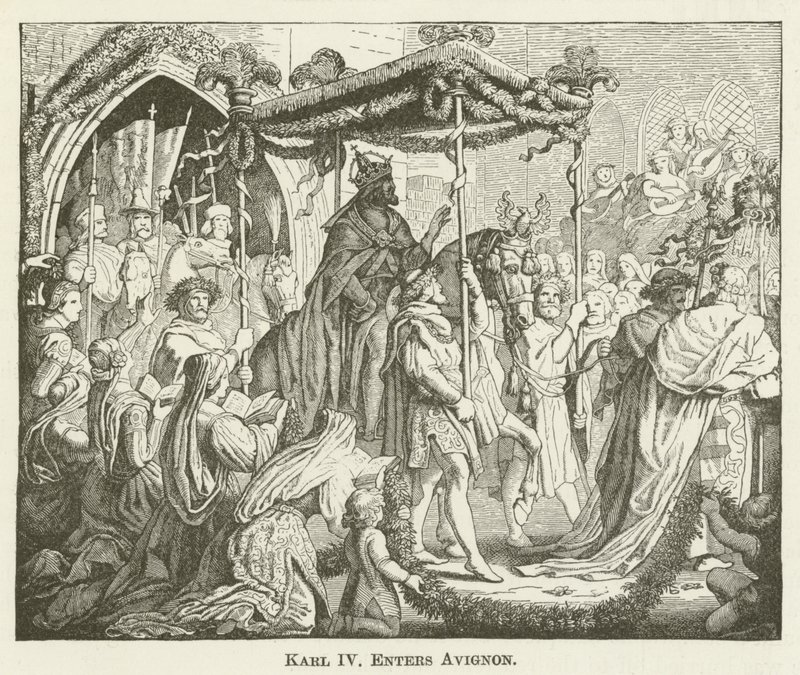 Karl IV. zieht in Avignon ein von English School
