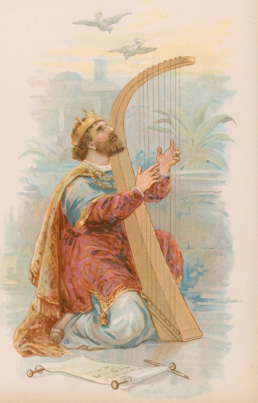 König David spielt die Harfe von English School
