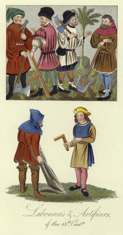 Arbeiter und Handwerker des 15. Jahrhunderts von English School