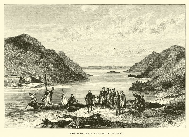Landung von Charles Edward in Moidart von English School