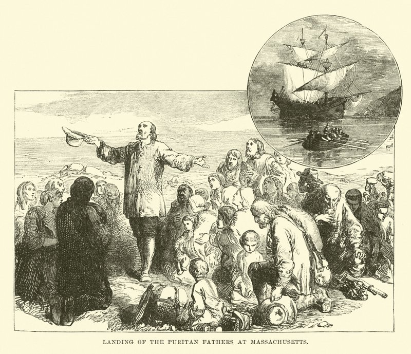 Landung der puritanischen Väter in Massachusetts von English School