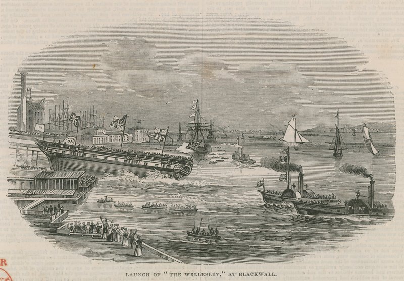 Stapellauf der Wellesley in Blackwall von English School