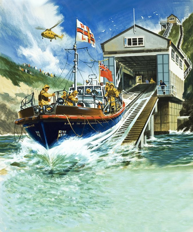 Start eines Rettungsbootes von English School