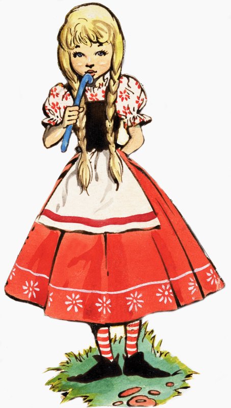 Kleines Mädchen mit Stock von English School