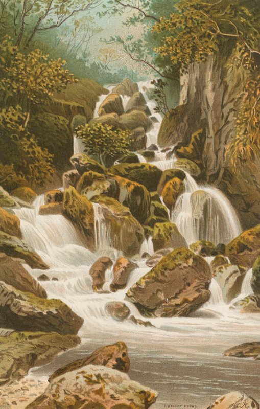 Lodore-Fälle--Derwentwater von English School