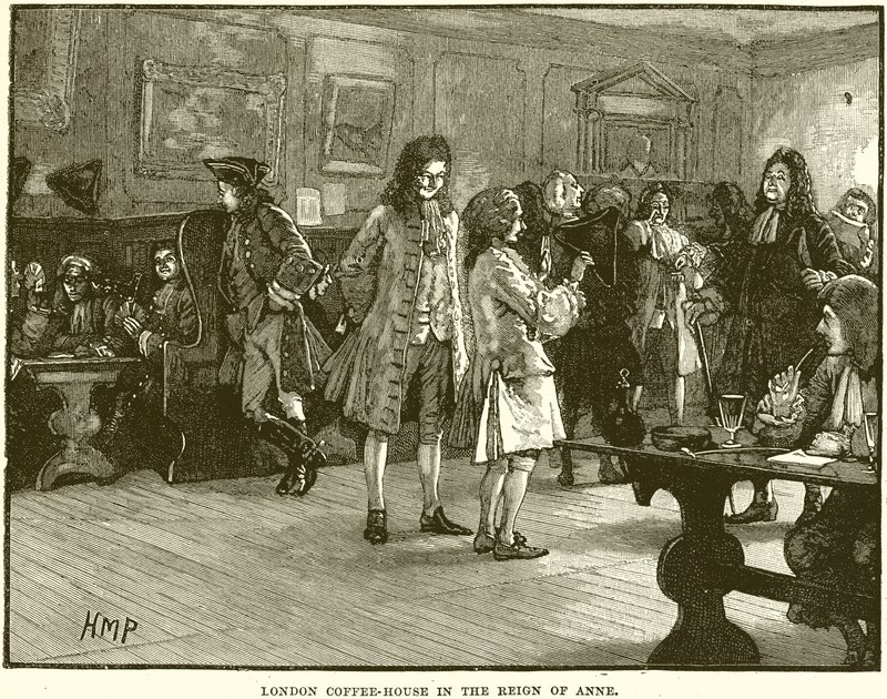 Londoner Kaffeehaus zur Zeit von Anne von English School