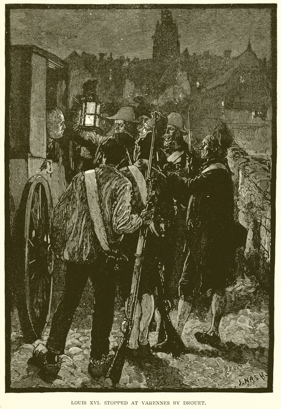 Ludwig XVI. in Varennes von Drouet gestoppt von English School