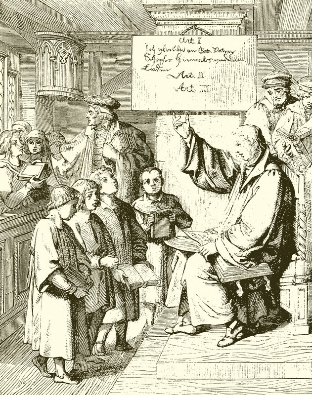 Luther unterrichtet Kinder von English School
