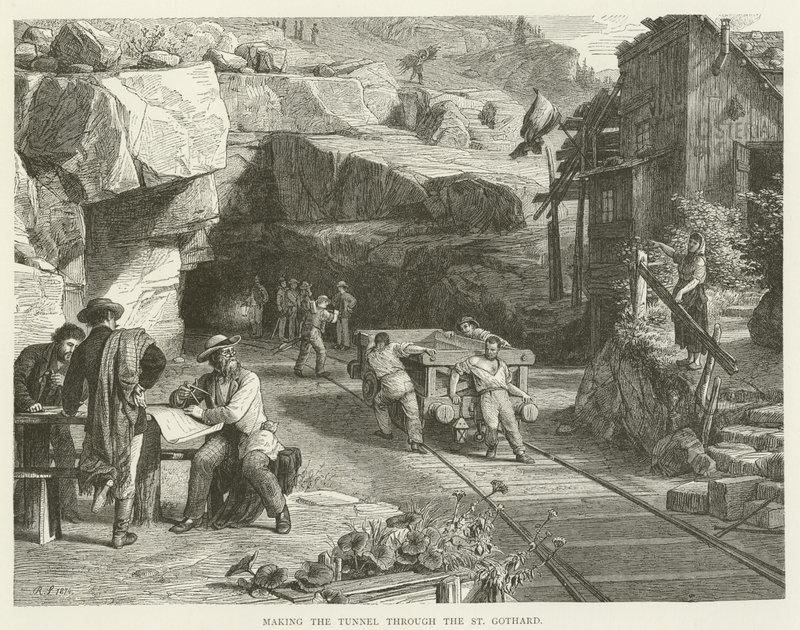 Bau des Tunnels durch den St. Gotthard von English School
