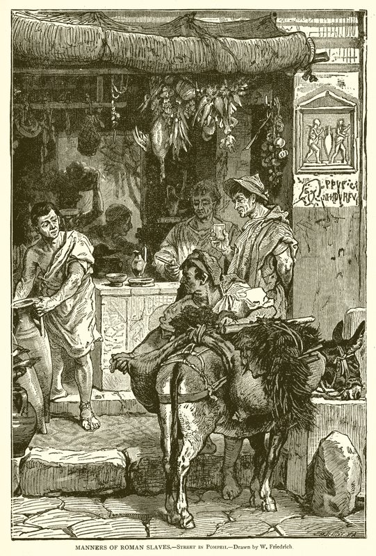 Sitten der römischen Sklaven. Straße in Pompeji von English School
