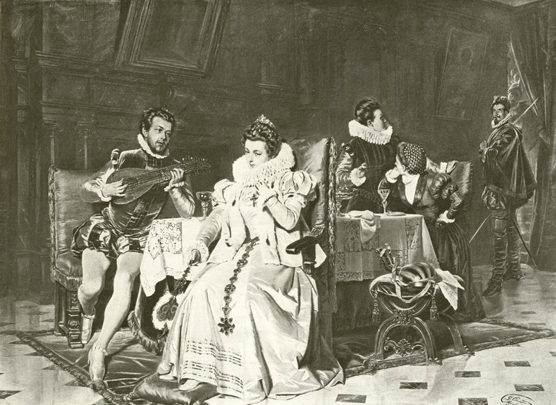 Maria Stuart und Rizzio (Gravur) von English School
