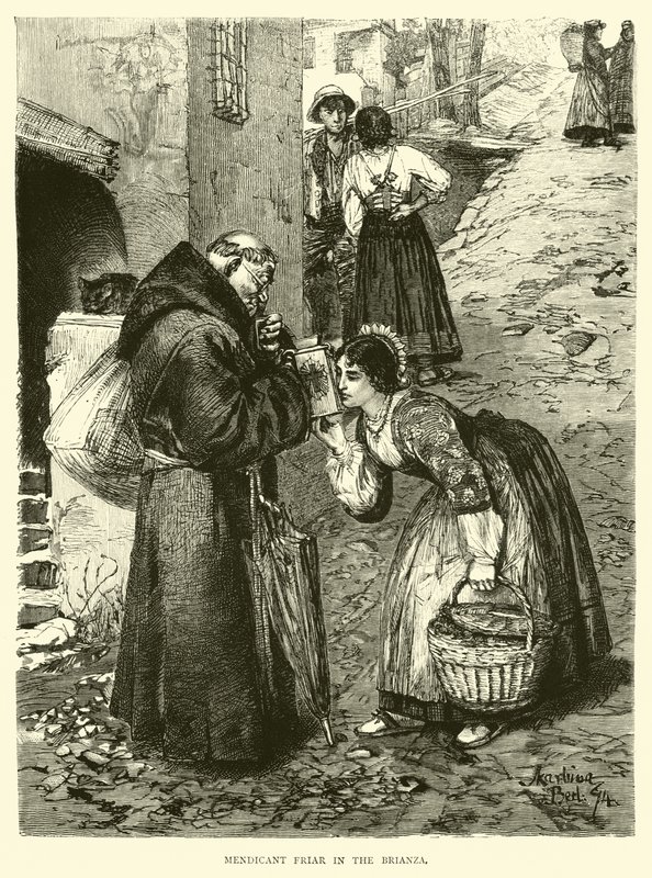 Bettelnder Mönch in der Brianza von English School