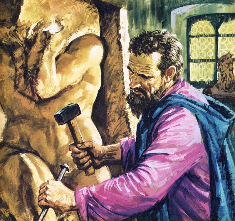 Michelangelo bei der Arbeit von English School