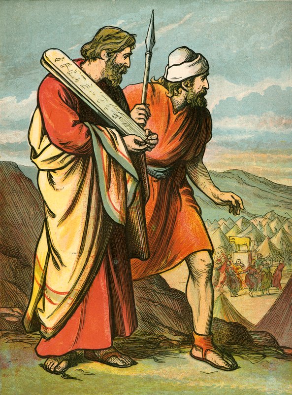 Moses und Josua sehen das Goldene Kalb von English School