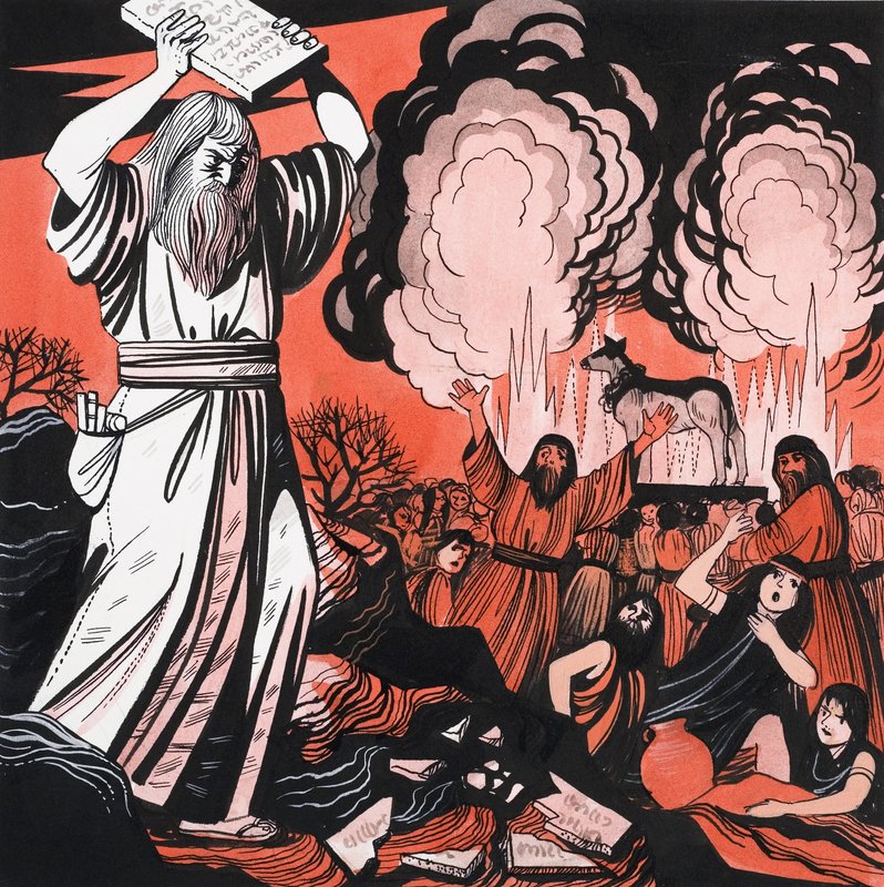 Moses zerbricht die Tafeln von English School