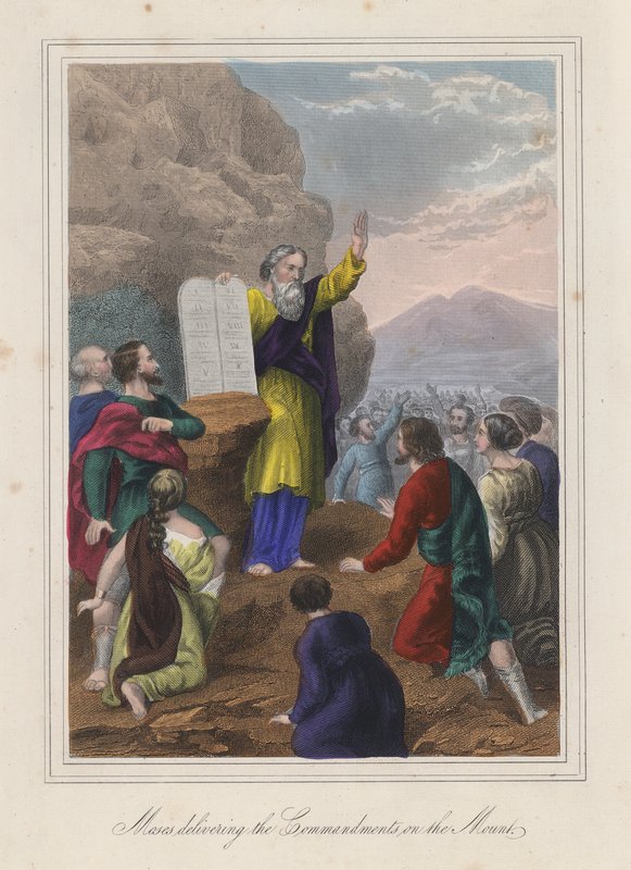 Moses übergibt die Zehn Gebote von English School