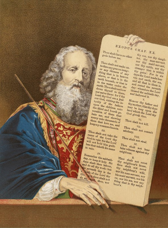Moses mit den Gesetzestafeln von English School