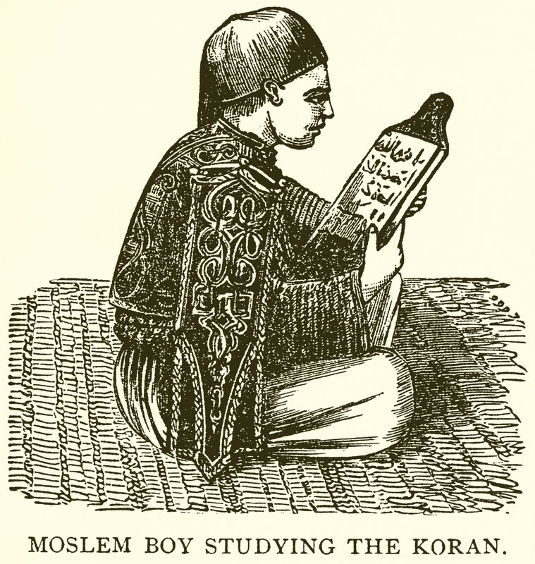 Muslimischer Junge studiert den Koran von English School