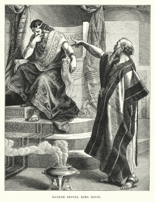 Nathan vor König David (Gravur) von English School