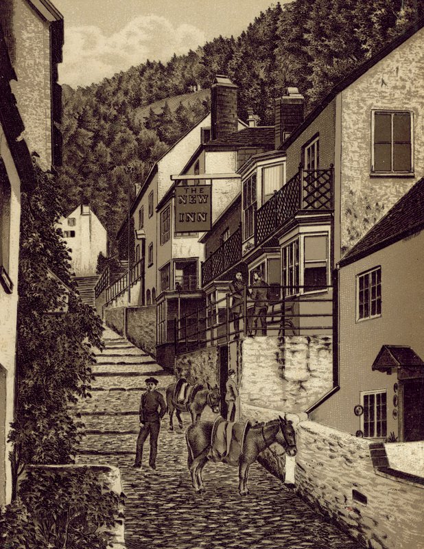 Nord-Devon: Clovelly, Hauptstraße (Litho) von English School