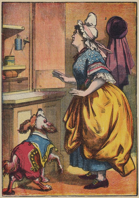 Alte Mutter Hubbard und ihr Hund von English School