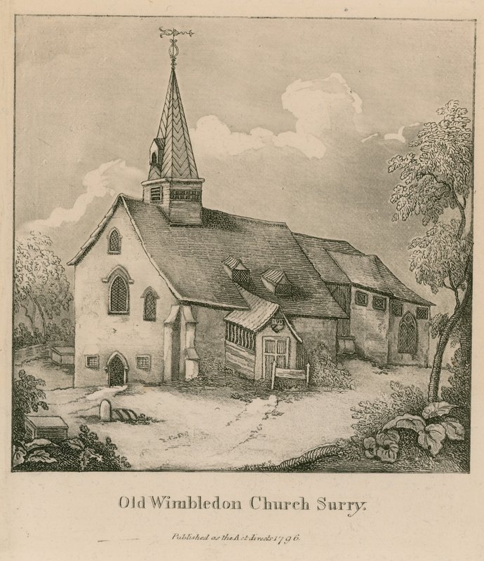 Alte Wimbledon Kirche in Surrey von English School