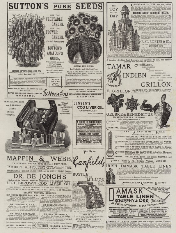 Seite mit Anzeigen (Gravur) von English School
