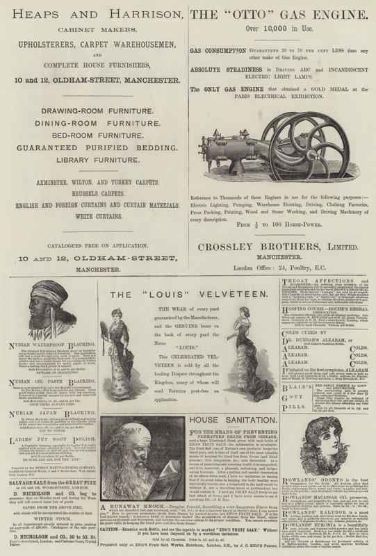 Seite mit Werbungen (Gravur) von English School