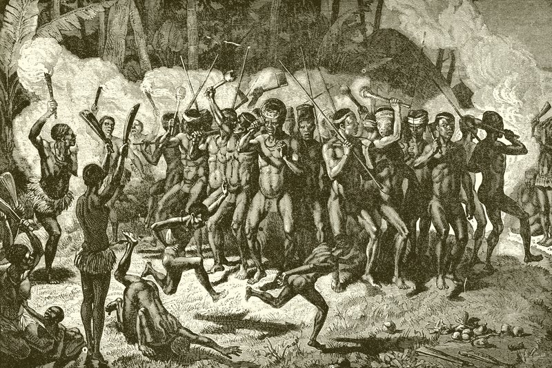 Papuanischer Kriegstanz von English School