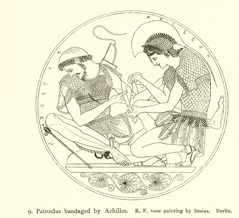 Patroklos wird von Achill verbunden von English School