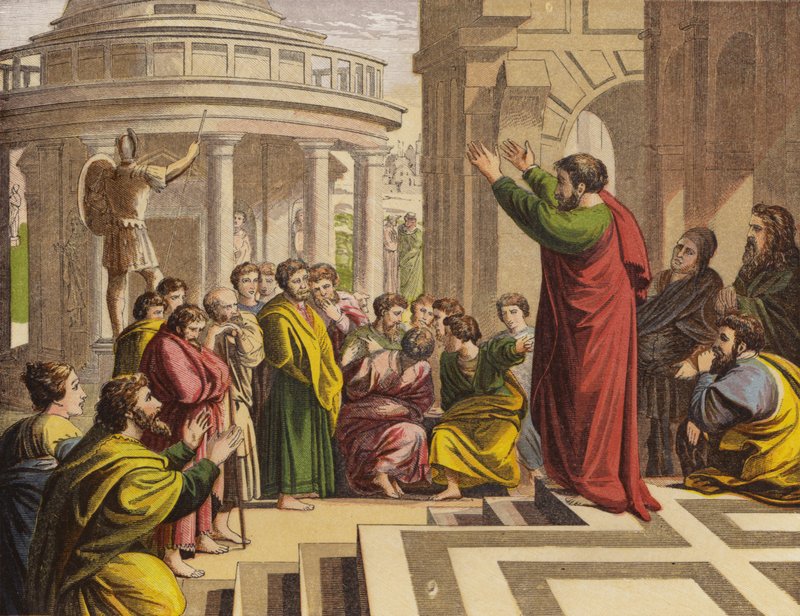 Paulus predigt in Athen von English School