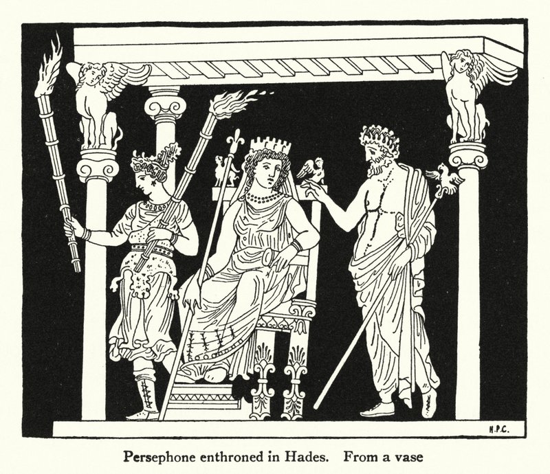 Persephone auf dem Thron in Hades von English School