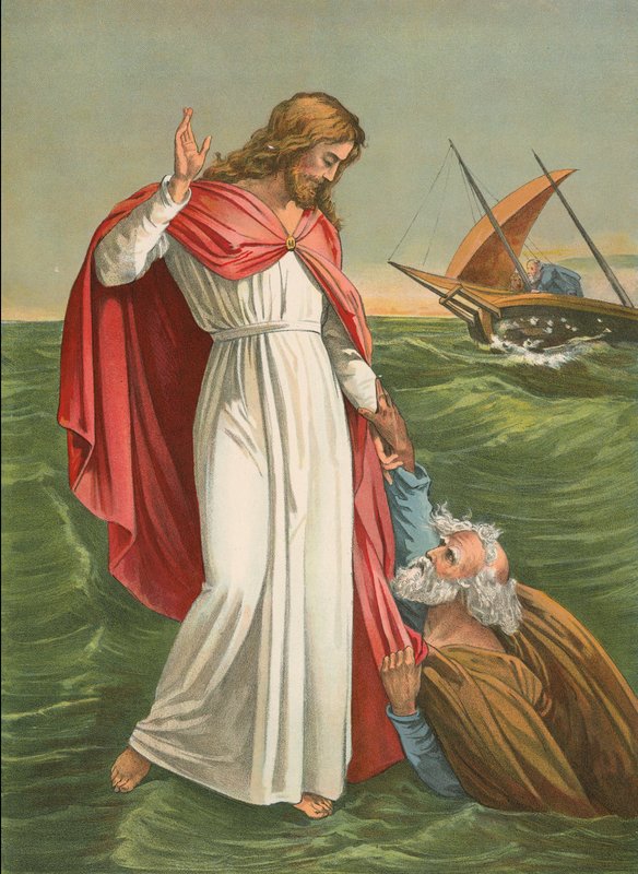 Petrus geht auf dem Meer von English School