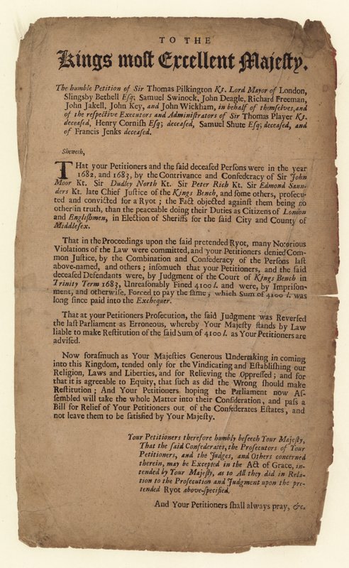 Petition an die Majestät des Königs von English School