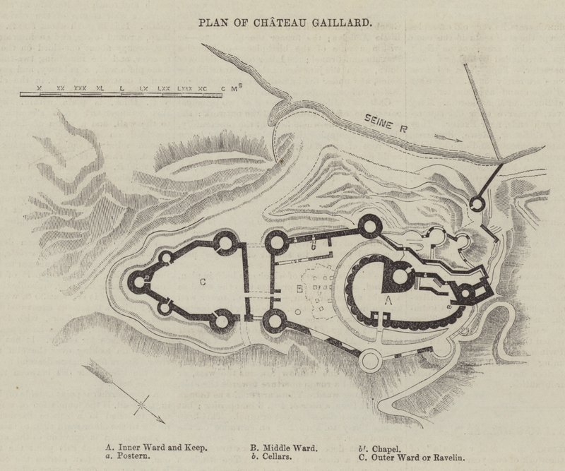 Plan von Chateau Gaillard (Gravur) von English School